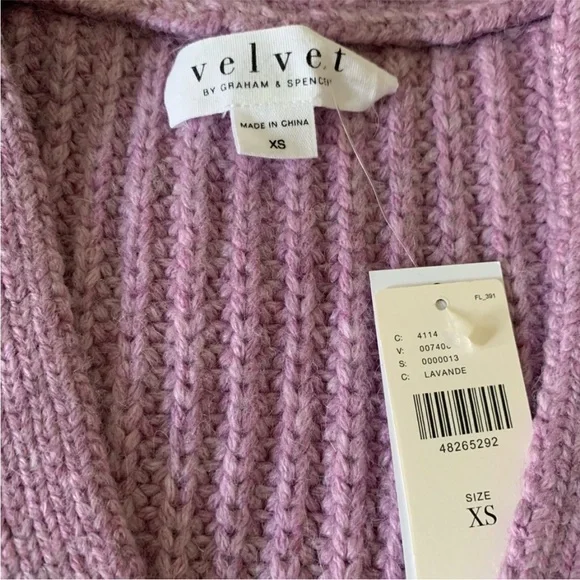 Anthropologie Alpaca Sweater velvet by graham spencer Abbott cardigan XS NEW - Picture 6 of 14